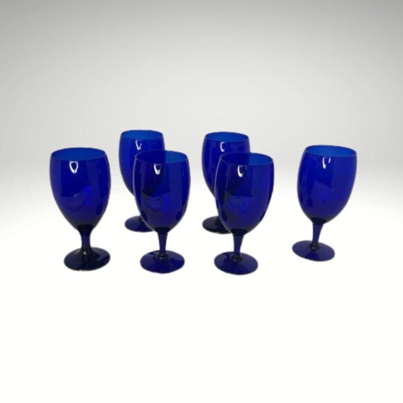 Set of 6 Vintage Libbey Cobalt Blue Water Goblets – 16oz Elegant Glassware - Picture 4 of 4